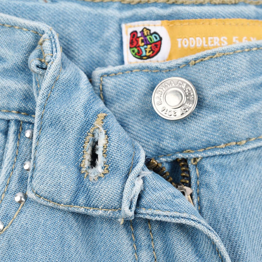Girls Denim rigid Pant Studs-LT.Blue