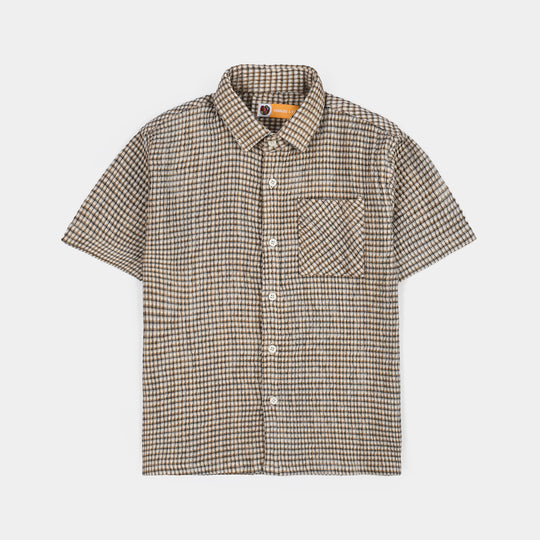 Boys Yarn Dyed Shirt H/S (Live loud)-Brown.Check