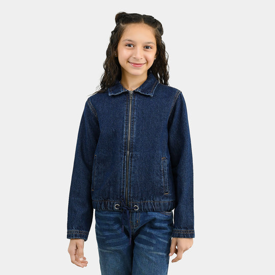Girls Denim rigid Woven Jacket Rope- Dark Blue