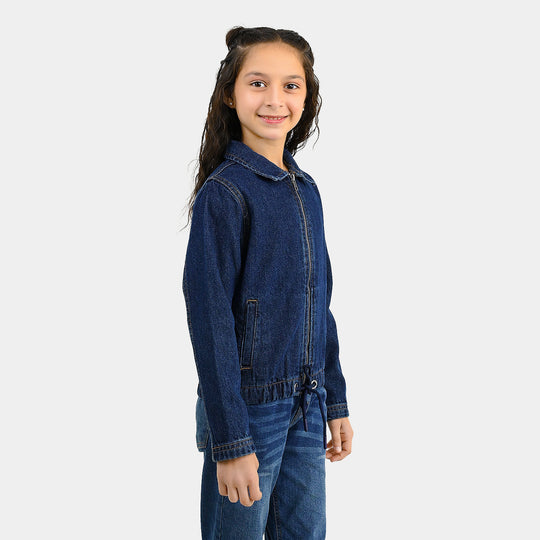 Girls Denim rigid Woven Jacket Rope- Dark Blue