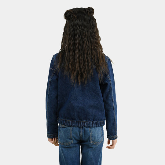 Girls Denim rigid Woven Jacket Rope- Dark Blue