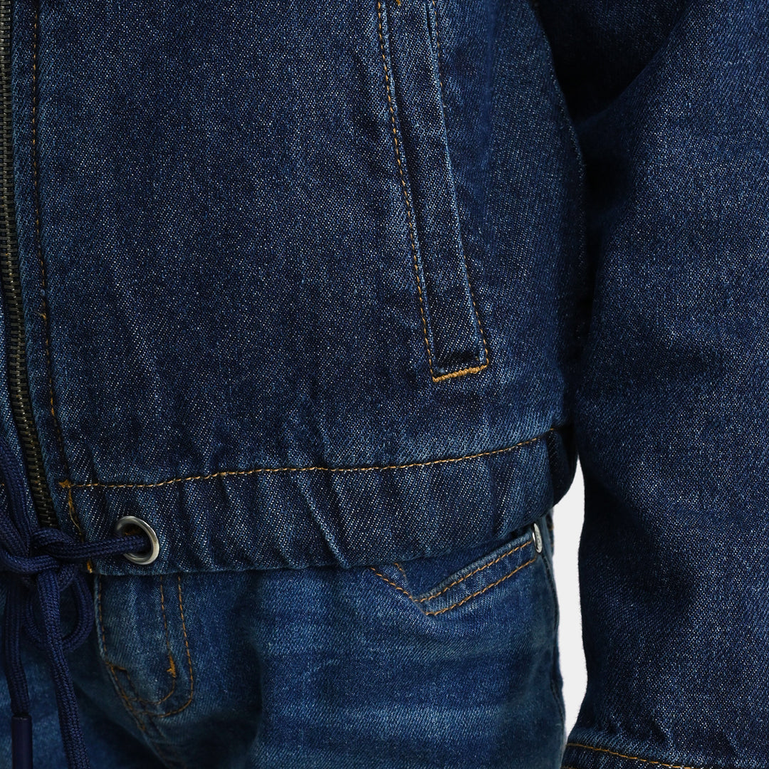 Girls Denim rigid Woven Jacket Rope- Dark Blue