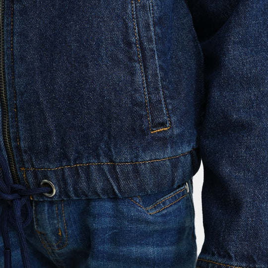 Girls Denim rigid Woven Jacket Rope- Dark Blue