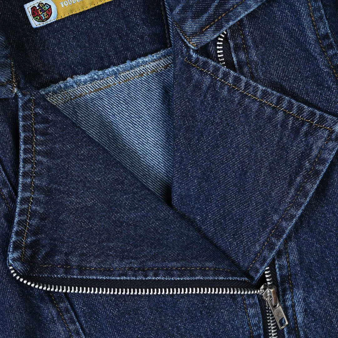 Girls Denim rigid Jacket Lapel-Mid Blue