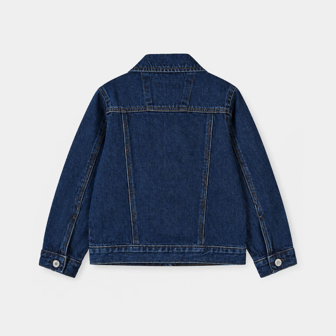 Girls Denim rigid Jacket Lapel-Mid Blue