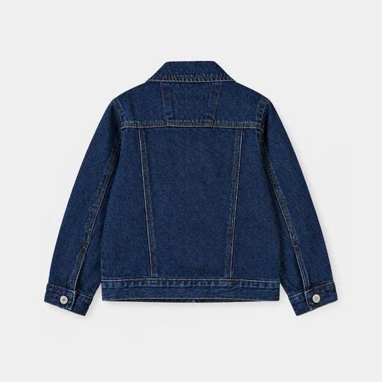 Girls Denim rigid Jacket Lapel-Mid Blue