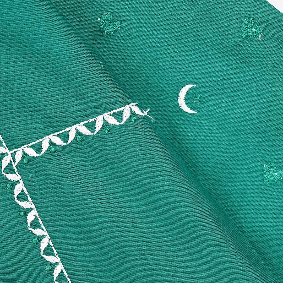Girls Cotton Ind Emb Kurti Chand Sitara-GREEN