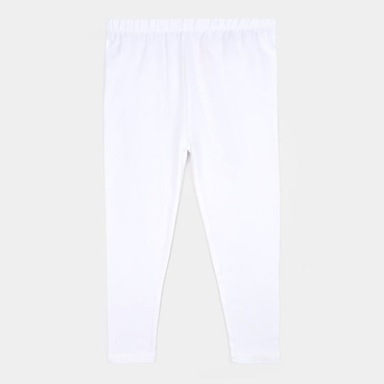 Girls Cotton Jersey Basic Tights-WHITE
