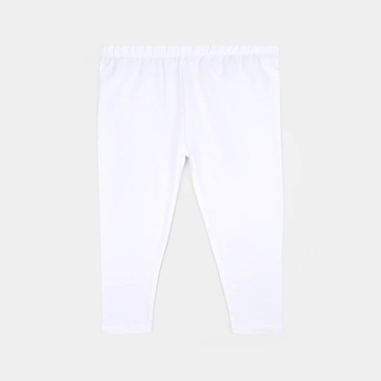 Infant Girls Cotton Jersey Basic Tights-White
