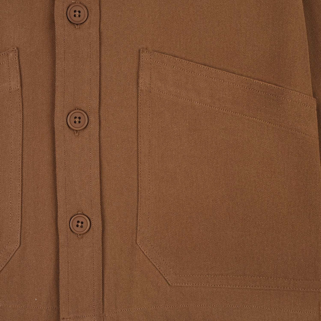 Boys Cotton Twill Shirt F/S (Sepia)-BROWN