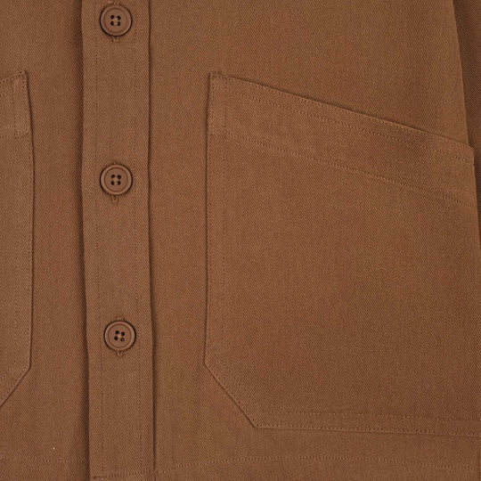 Boys Cotton Twill Shirt F/S (Sepia)-BROWN