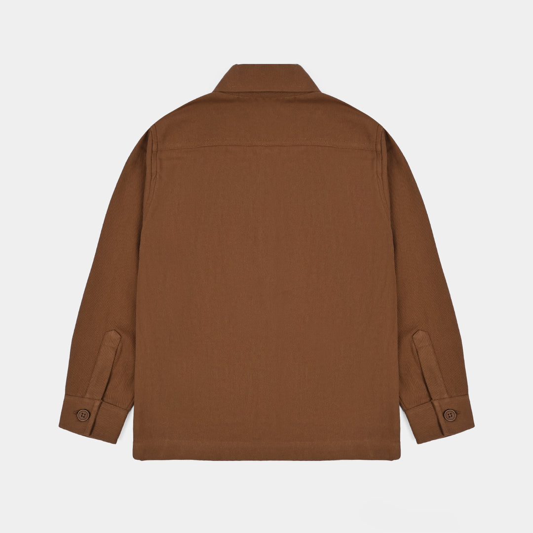 Boys Cotton Twill Shirt F/S (Sepia)-BROWN