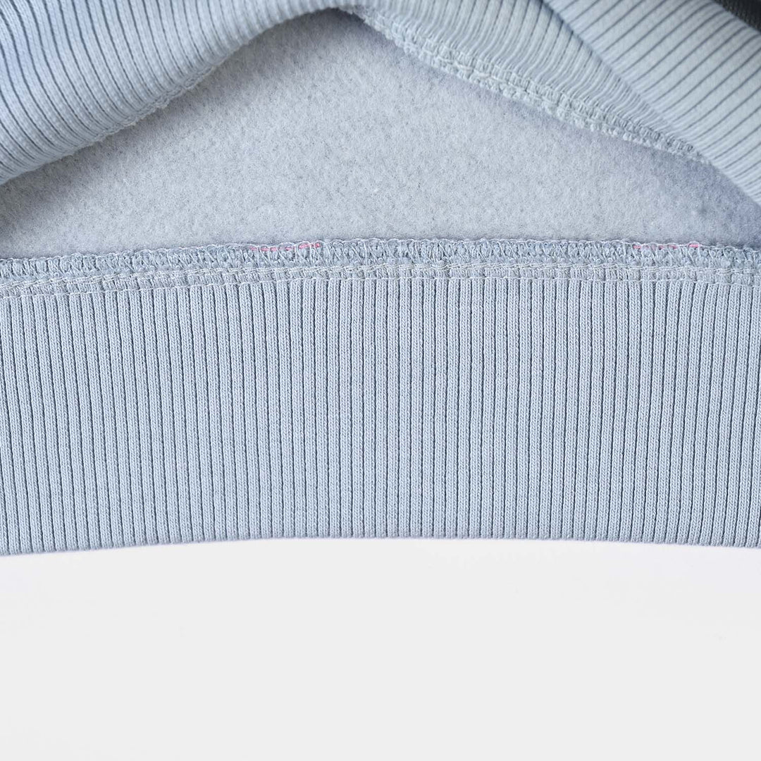 Girls Fleece SweatShirt Silver Hearts-Blue.Fog