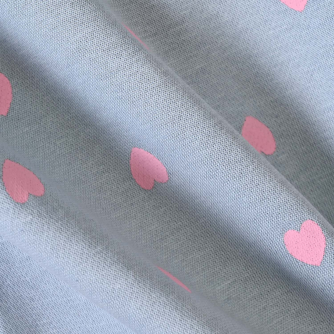 Girls Fleece SweatShirt Silver Hearts-Blue.Fog