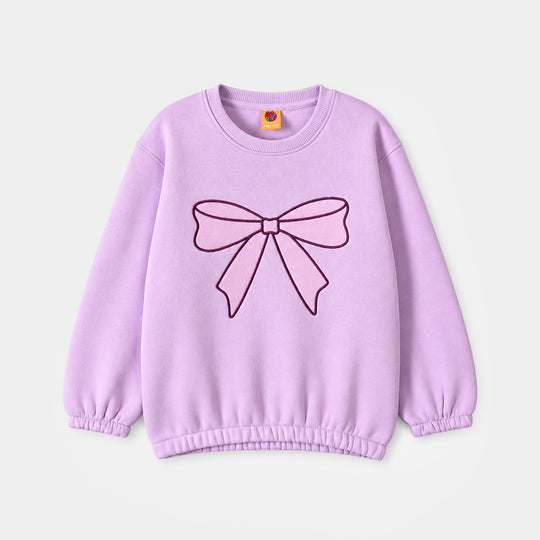 Girls Fleece Sweatshirt Net Bow-Orchid