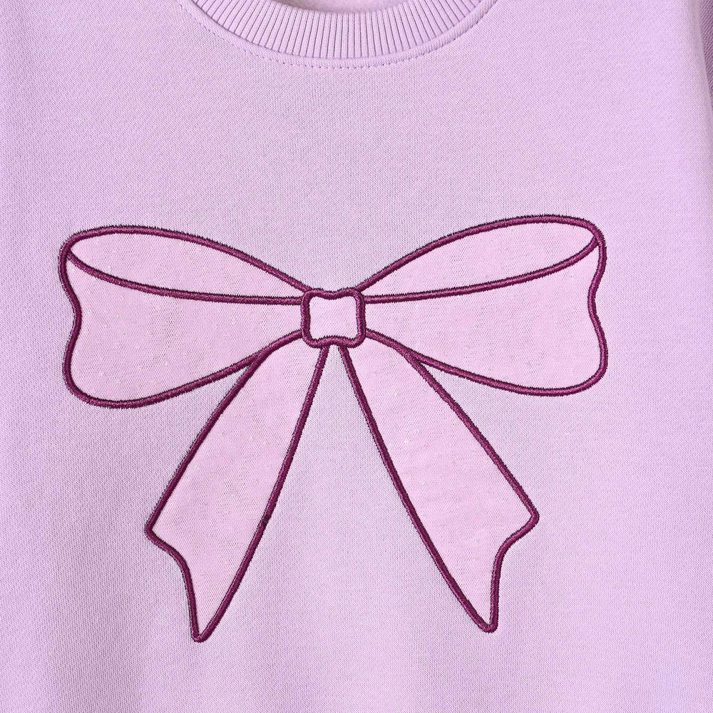 Girls Fleece Sweatshirt Net Bow-Orchid