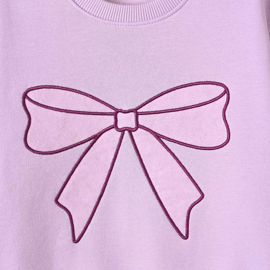 Girls Fleece Sweatshirt Net Bow-Orchid