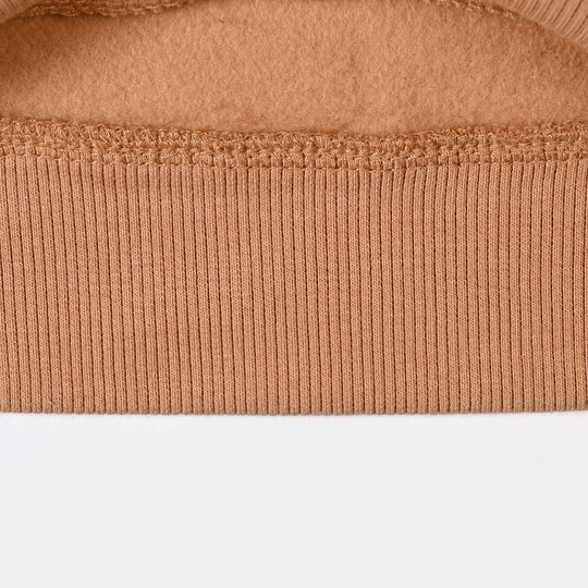Girls Fleece Sweatshirt Floral Pattern- Brown