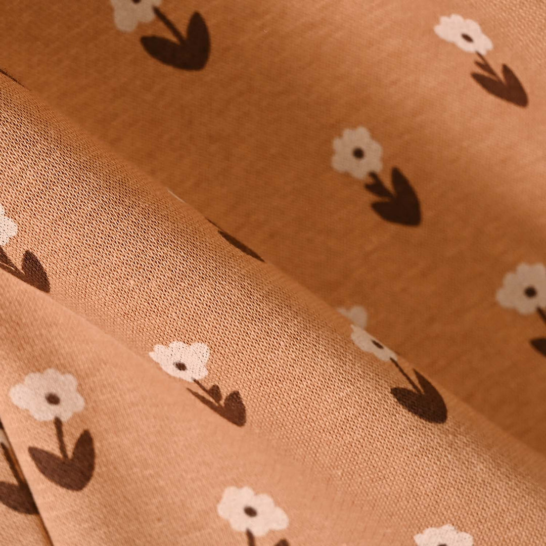 Girls Fleece Sweatshirt Floral Pattern- Brown