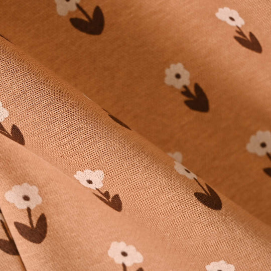 Girls Fleece Sweatshirt Floral Pattern- Brown
