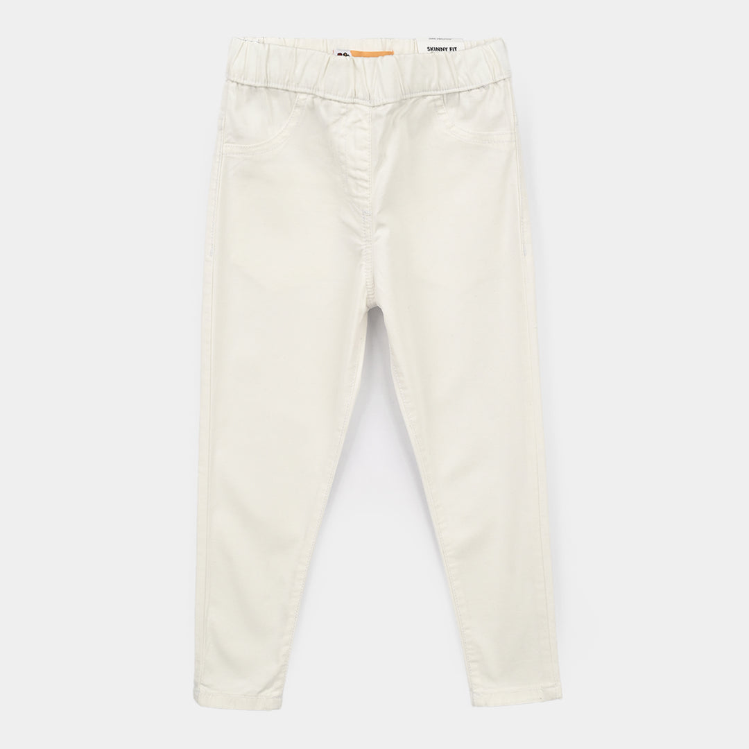 Girls Denim Stretch Jegging Pearl-White