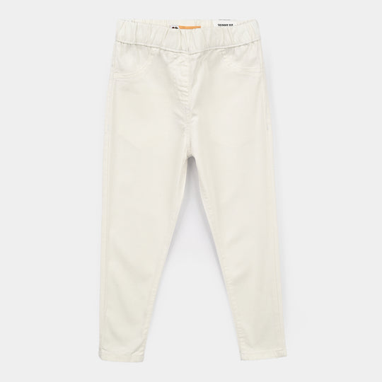 Girls Denim Stretch Jegging Pearl-White