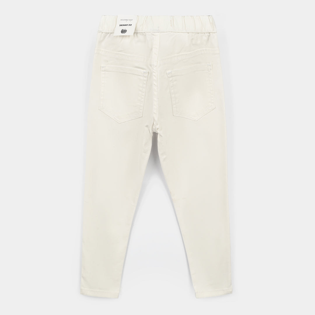 Girls Denim Stretch Jegging Pearl-White