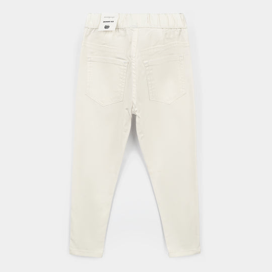 Girls Denim Stretch Jegging Pearl-White