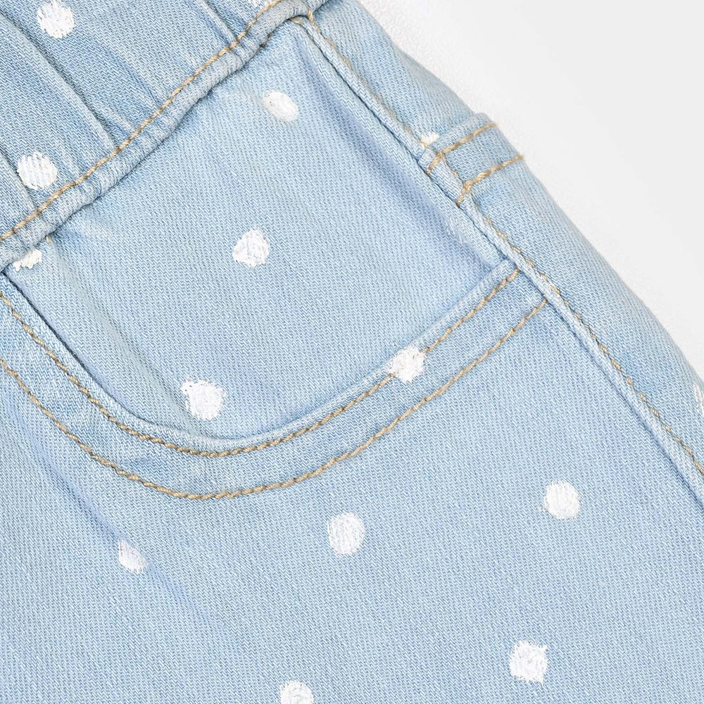 Girls Denim Stretch Jegging Polka Dot-LT.Blue