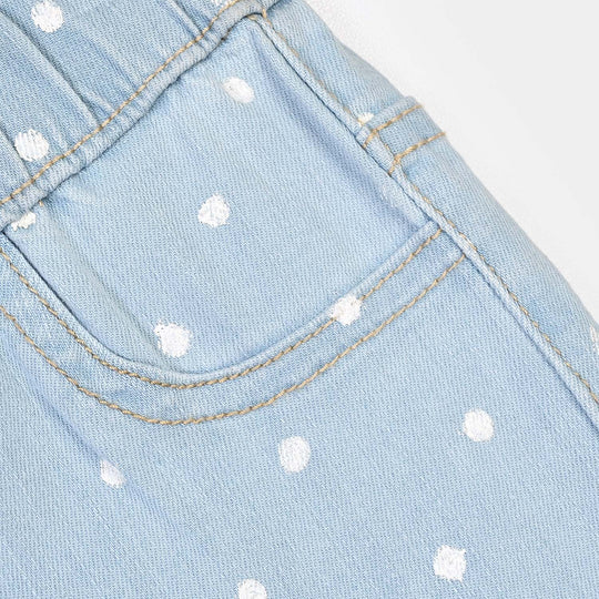 Girls Denim Stretch Jegging Polka Dot-LT.Blue