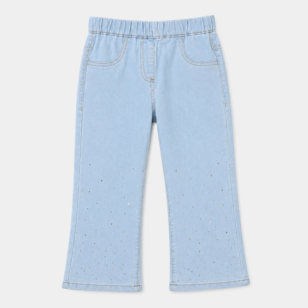 Girls Denim Stretch Jegging Eyelets 2-LT.Blue