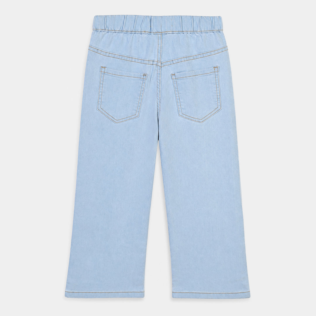 Girls Denim Stretch Jegging Eyelets 2-LT.Blue