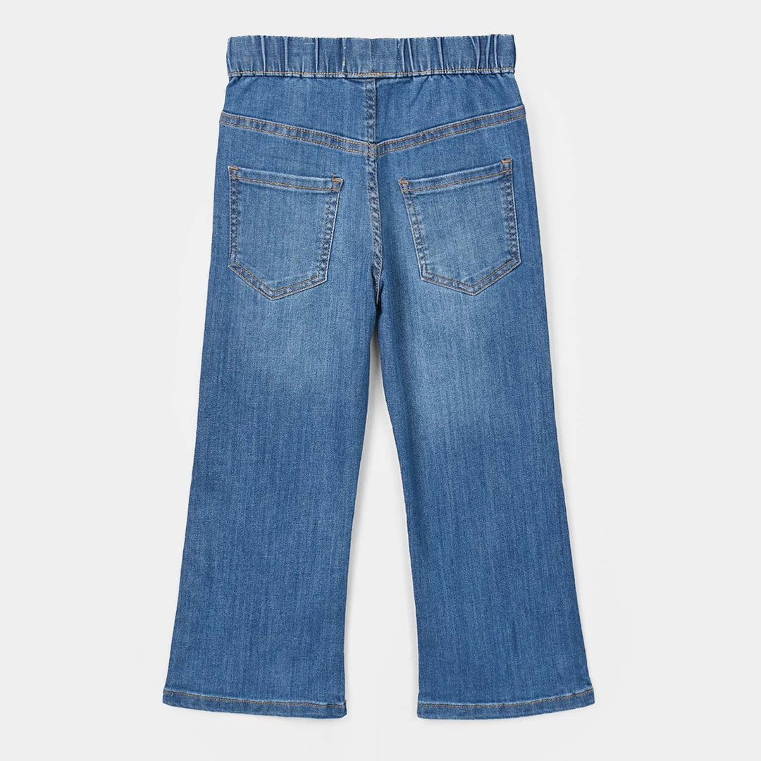 Girls Denim Stretch Jegging Scoop Studs-Mid Blue