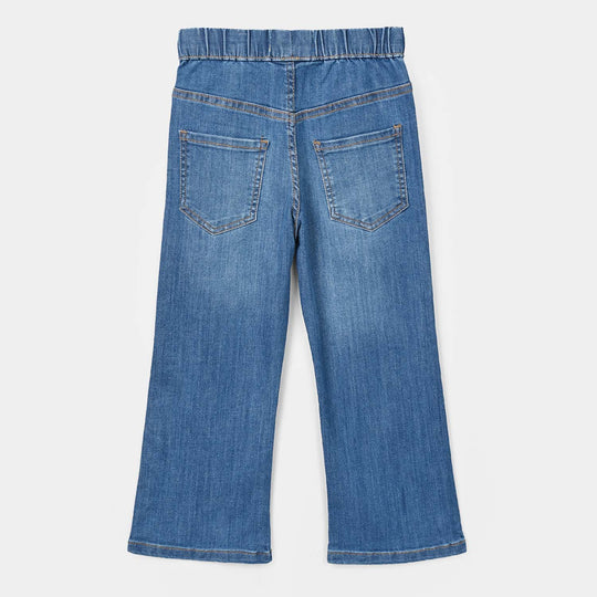 Girls Denim Stretch Jegging Scoop Studs-Mid Blue