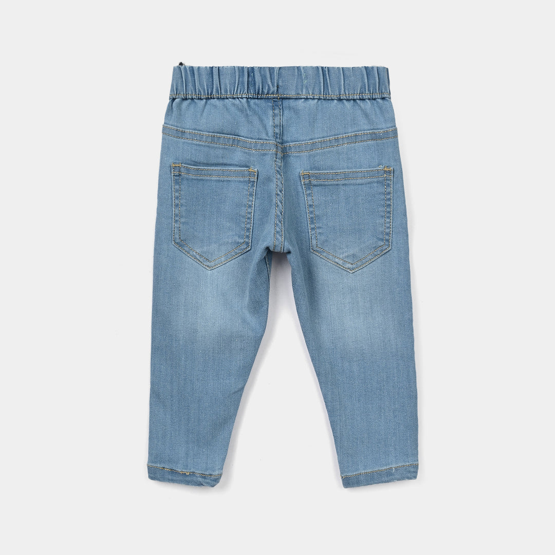 Infant Girls Denim Stretch Jegging Flower-Mid Blue