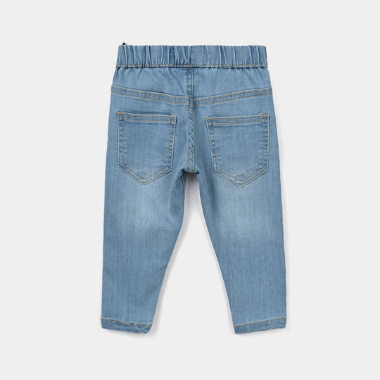 Infant Girls Denim Stretch Jegging Flower-Mid Blue