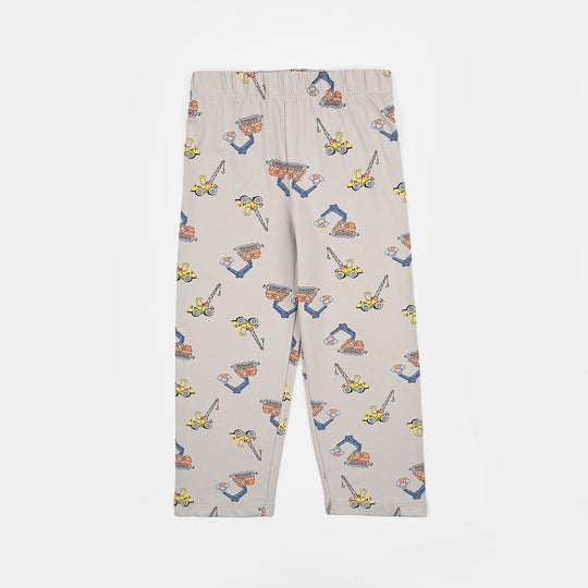 Boys Poly Cotton Jersey Night Suit Machine - Grey
