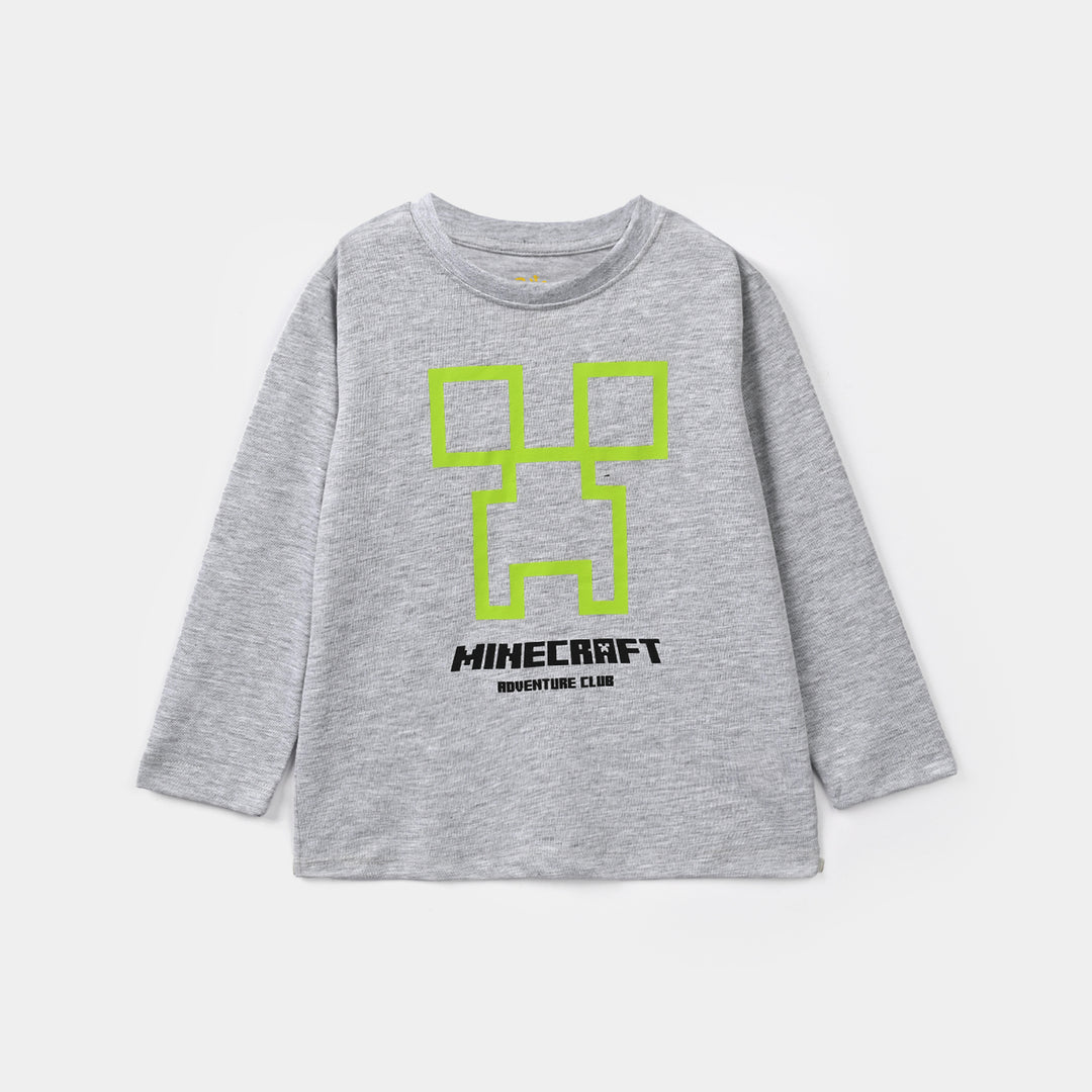 Boys Poly Cotton Jersey Night Suit Character-GREY