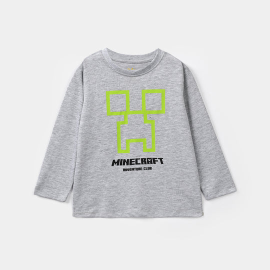 Boys Poly Cotton Jersey Night Suit Character-GREY