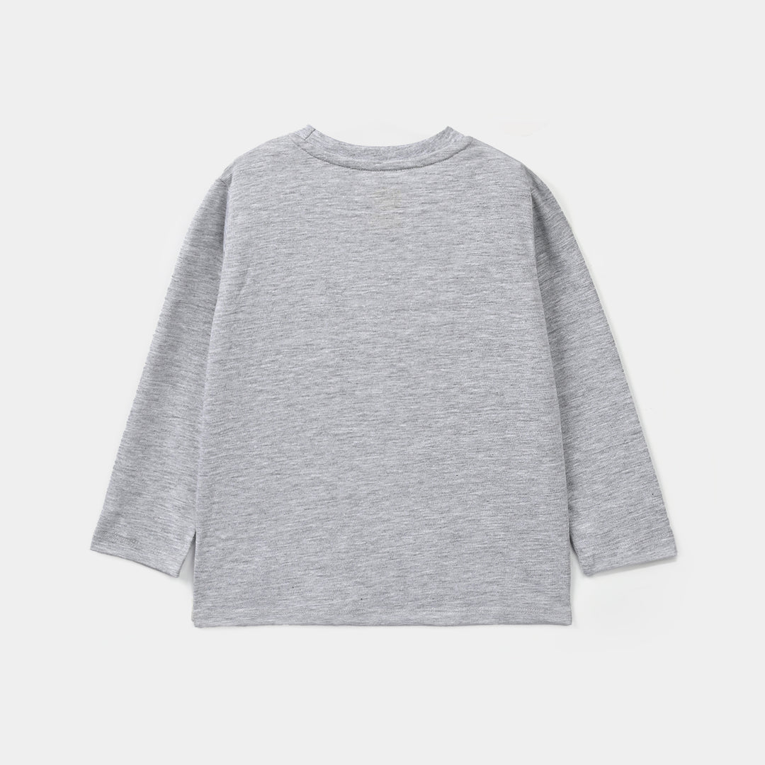 Boys Poly Cotton Jersey Night Suit Character-GREY