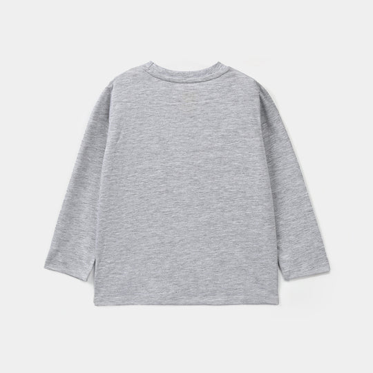 Boys Poly Cotton Jersey Night Suit Character-GREY