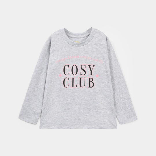 Girls Poly Cotton Jersey Night Suit Cosy Club - Black & Grey