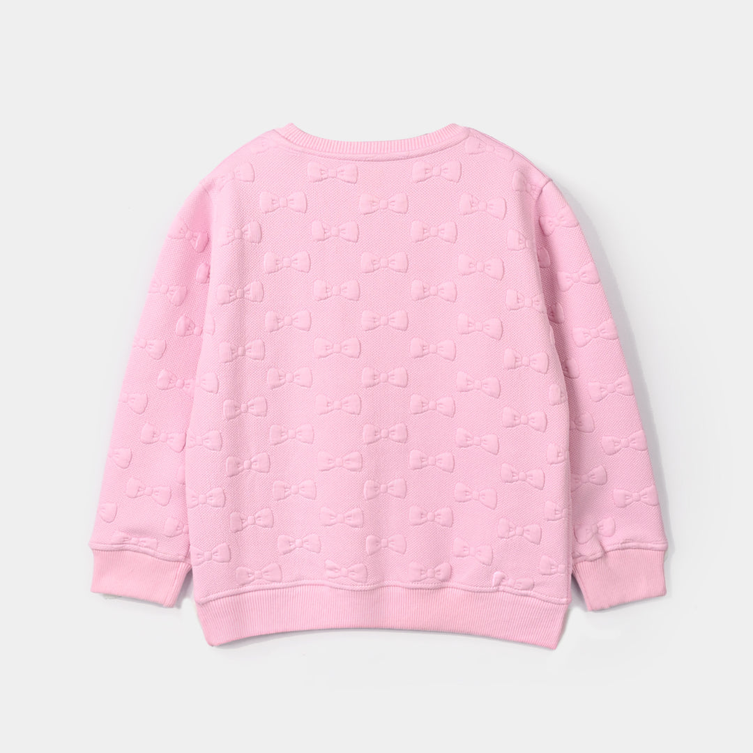 Girls Sweatshirt Embossed Bow - Pink