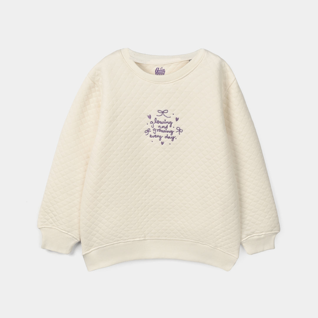 Girls Fleece Sweatshirt Glowing&Growing-Off.White