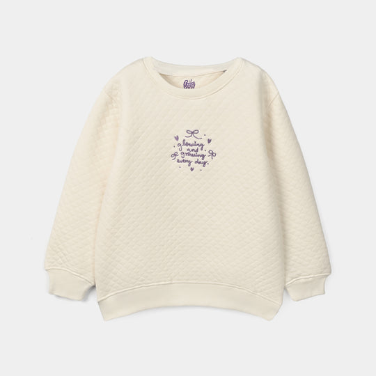 Girls Fleece Sweatshirt Glowing&Growing-Off.White