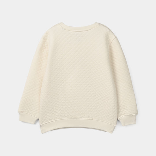 Girls Fleece Sweatshirt Glowing&Growing-Off.White