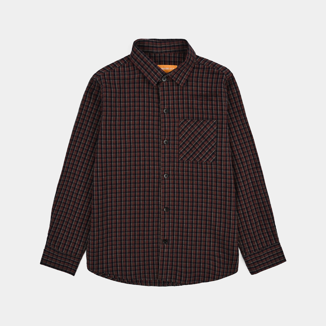 Boys Yarn Dyed Shirt F/S (Brown Check)