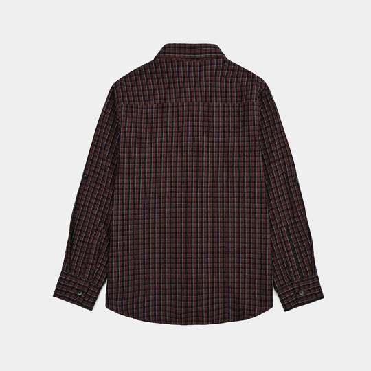Boys Yarn Dyed Shirt F/S (Brown Check)