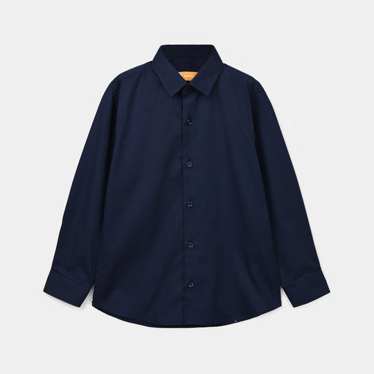 Boys Cotton Poplin Formal Shirt (Navy)