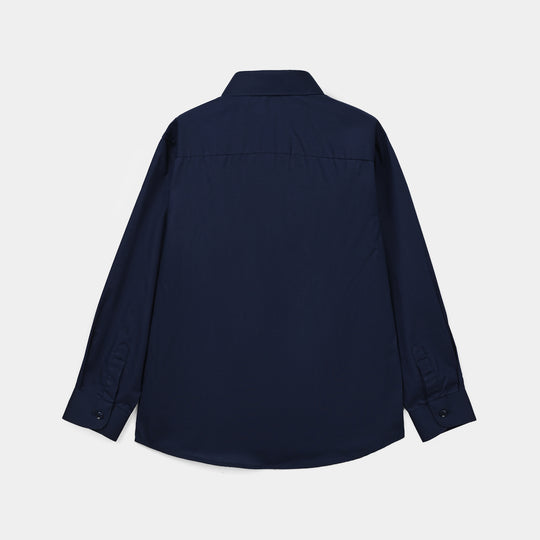 Boys Cotton Poplin Formal Shirt (Navy)